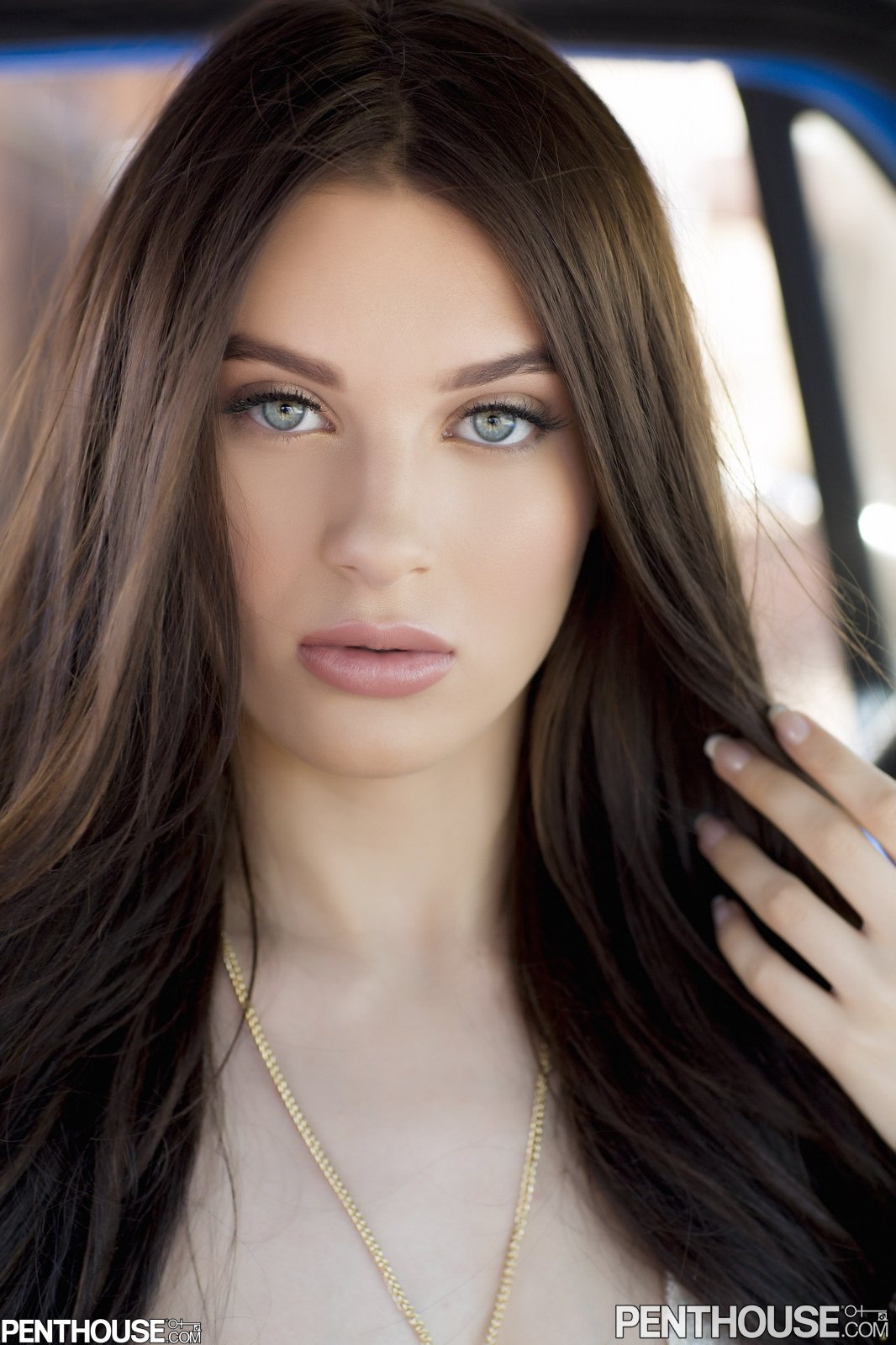 Lana Rhoades stripping during roadtrip