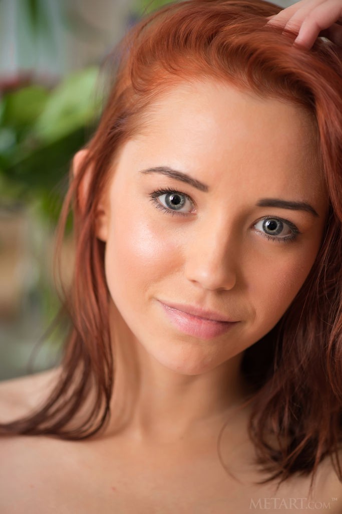 Erna - Nature loving redhead teen posing naked in her kitchen