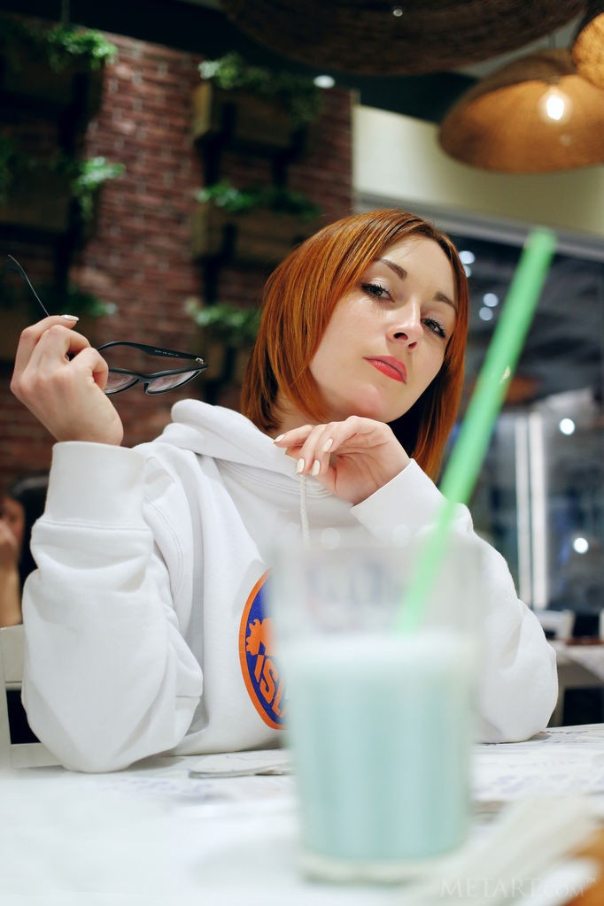 Night A - Glasses look good on this redhead as she strips outdoors