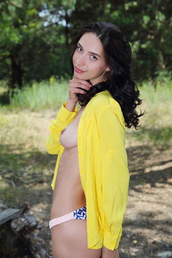 Dita V - Outdoors sexy fun with a dark haired teen with perky tits