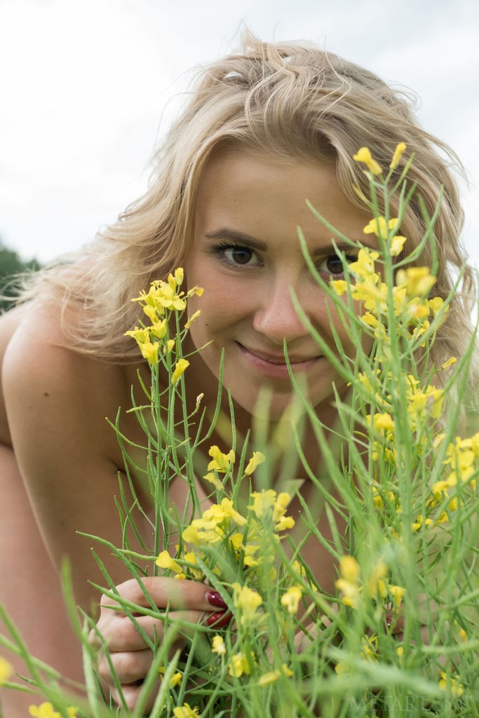 Casey - Nature loving teen gets naked in a field of wild flowers