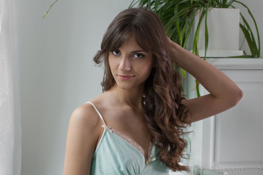 Shari - Taking off her silky night dress as soon as she wakes up