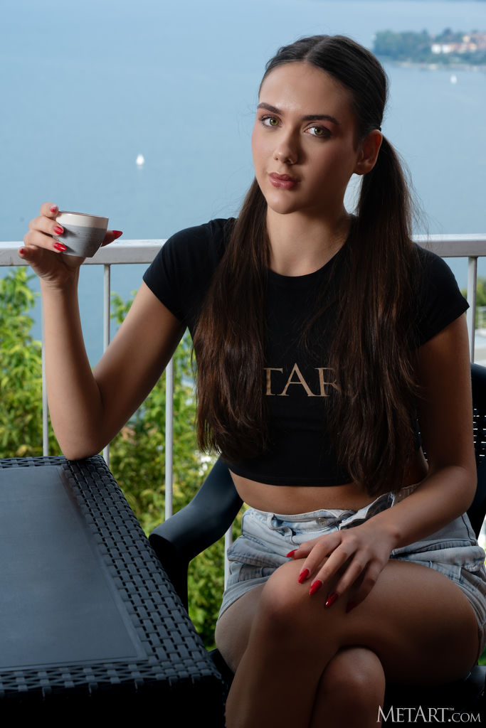 Vixi Rafislips Off Her Black Lace Panties Too And Spreads Her Long Legs - Met Art