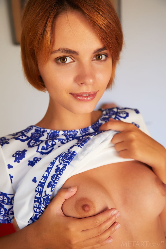 Lilit A - Super cute redhead with short hair and a tight pink pussy