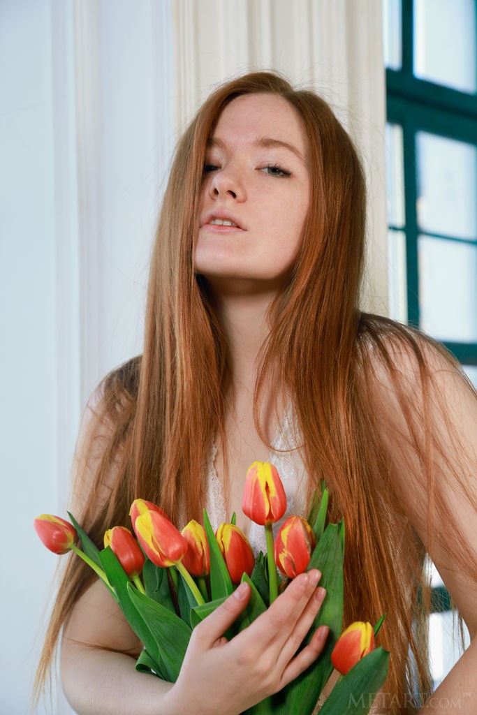 Anicka - Pressing fresh flowers against her perky tits