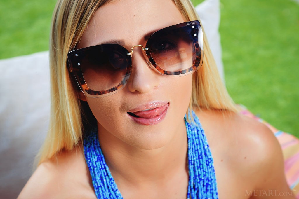 Lisa Dawn - Chillin' by the pool wearing nothing but sunglasses